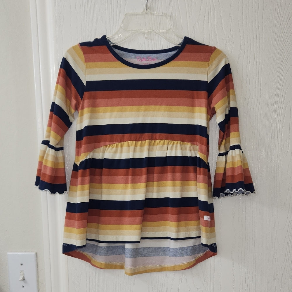 Girl's Ruffle Butts Stripe Ruffle Cuffs Bella Top Size 7 GUC